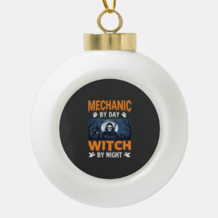 Halloween Mechaniker bei Tag, Hexe bei Nacht Keramik Kugel-Ornament