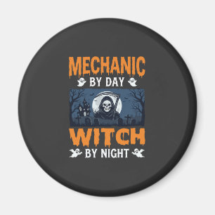 Halloween Mechaniker bei Tag, Hexe bei Nacht Magnet
