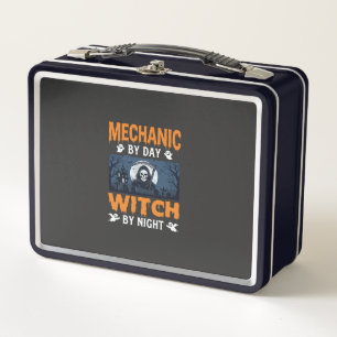 Halloween Mechaniker bei Tag, Hexe bei Nacht Metall Brotdose