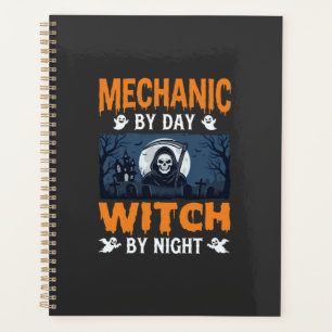 Halloween Mechaniker bei Tag, Hexe bei Nacht Planer