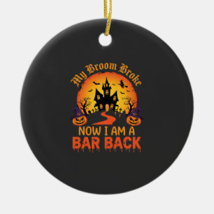 Halloween Mein Besen Brach Bar Zurück Hexe Keramik Ornament