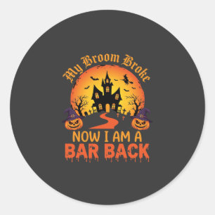 Halloween Mein Besen Brach Bar Zurück Hexe Runder Aufkleber