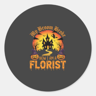 Halloween Mein Besen Brach Florist Hexe Runder Aufkleber