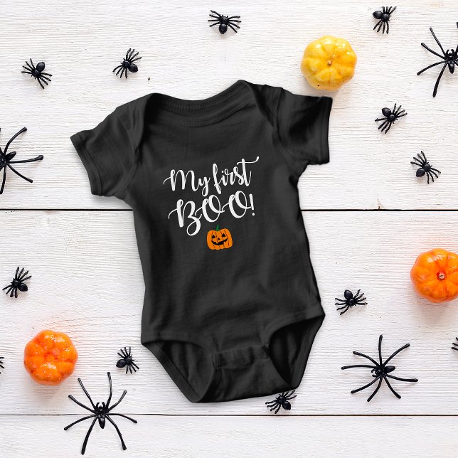 Halloween Mein erster Boo! Kürbis Baby Strampler (Cute Halloween Pumpkin My First Boo! Baby Bodysuit)