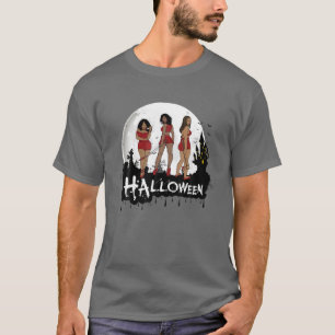 Halloween Melanin Katana Sistas Bat Sensenmann Sca T-Shirt