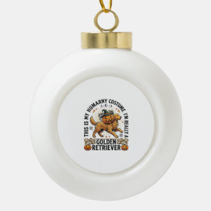 Halloween-Menschenkostüm Golden Retriever Kürbis W Keramik Kugel-Ornament