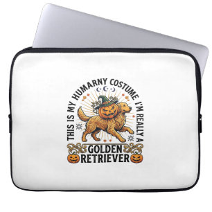 Halloween-Menschenkostüm Golden Retriever Kürbis W Laptopschutzhülle