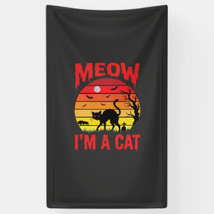 Halloween Meow Ich bin eine Katze Retro Sonnenunte Banner