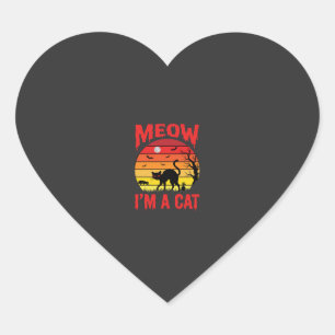 Halloween Meow Ich bin eine Katze Retro Sonnenunte Herz-Aufkleber