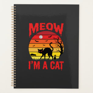 Halloween Meow Ich bin eine Katze Retro Sonnenunte Planer