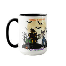 Halloween "Meow & Woof at Midnight" Cat & Werewolf