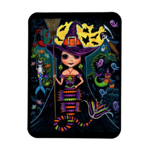 Halloween Mermaid Hexch Mercats Ghosts Pumpkins Magnet