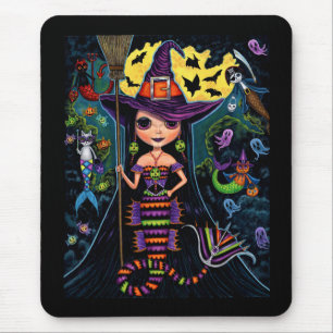 Halloween Mermaid Hexch Mercats Ghosts Pumpkins Mousepad