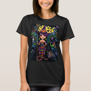 Halloween Mermaid Hexch Mercats Ghosts Pumpkins T-Shirt