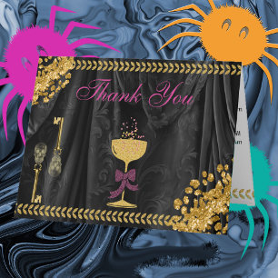 Halloween Message Gold Glitzer Skulls Vielen Dank Dankeskarte