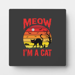 Halloween Miau Ich bin eine Katze Retro Sonnenunte Fotoplatte