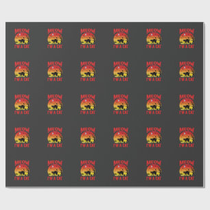 Halloween Miau Ich bin eine Katze Retro Sonnenunte Geschenkpapier