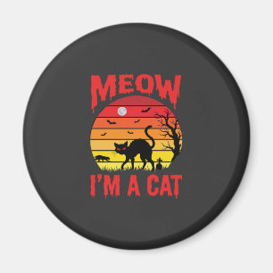 Halloween Miau Ich bin eine Katze Retro Sonnenunte Magnet