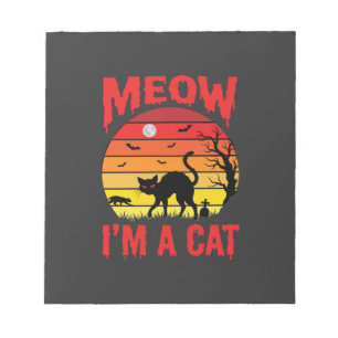 Halloween Miau Ich bin eine Katze Retro Sonnenunte Notizblock
