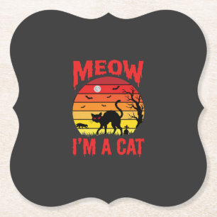 Halloween Miau Ich bin eine Katze Retro Sonnenunte Untersetzer