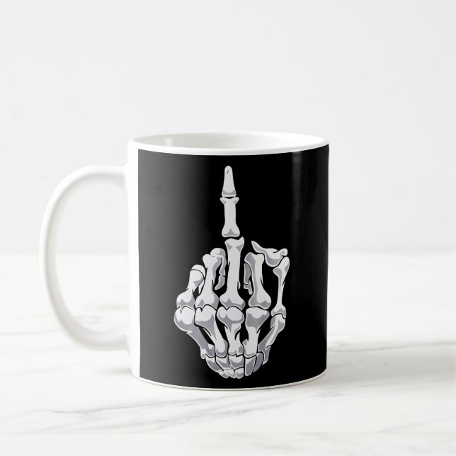 Halloween Middle Finger Skeleton Hand Skull Kaffeetasse (Links)