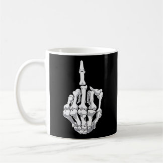 Halloween Middle Finger Skeleton Hand Skull Kaffeetasse