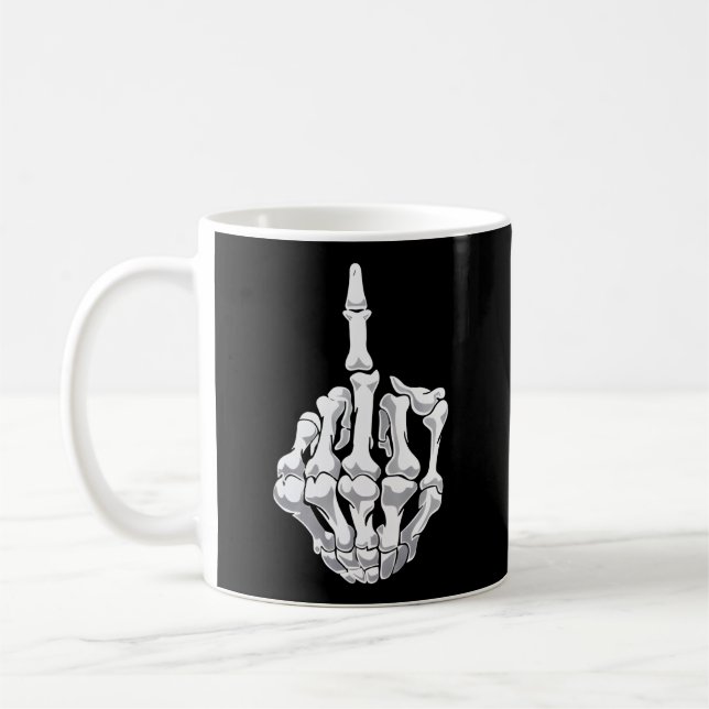Halloween Middle Finger Skeleton Hand Skull Kaffeetasse (Links)