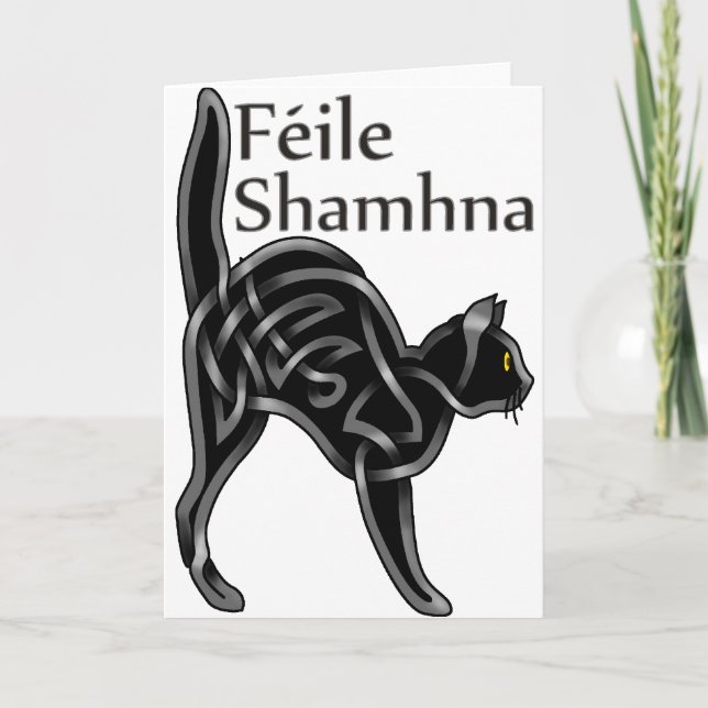 Halloween-Miezekatze Karte (Vorderseite)