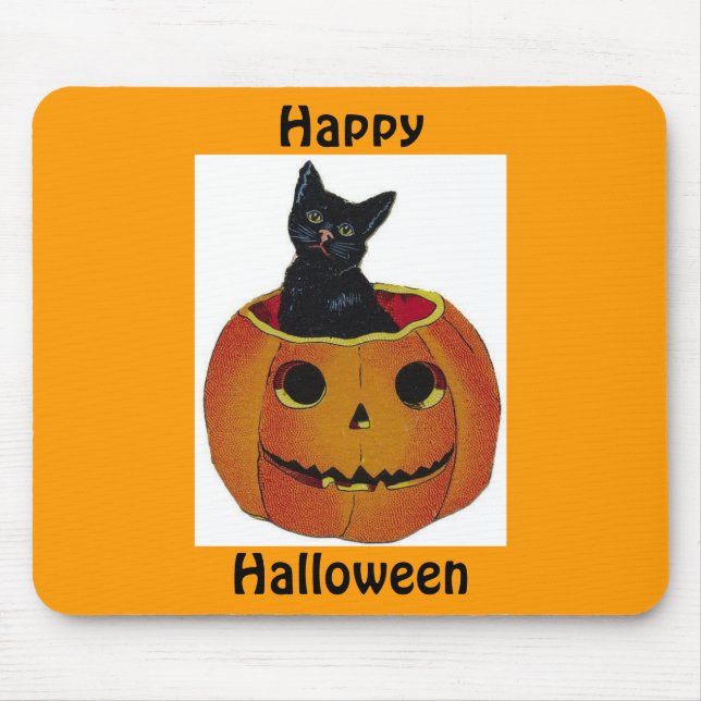 Halloween-Miezekatze-Mausunterlage Mousepad (Vorne)