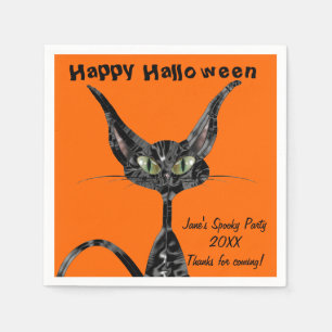 Halloween-Miezekatze Serviette