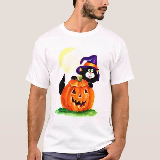 Halloween-Miezekatze T-Shirt (Vorderseite)