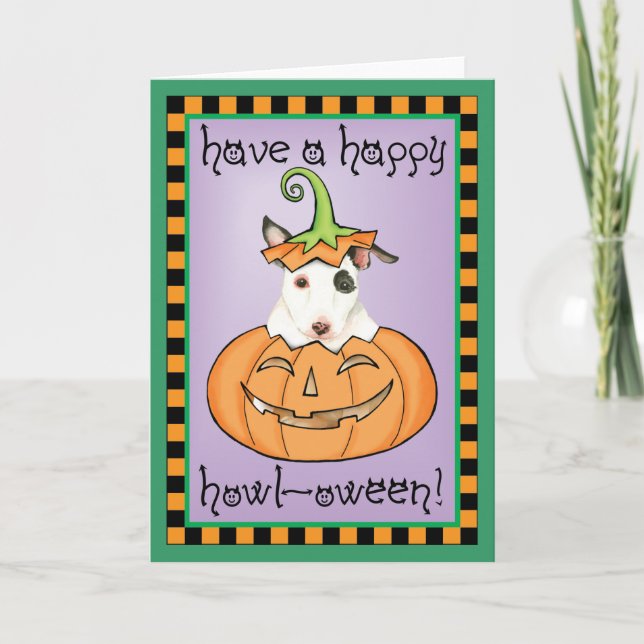 Halloween Mini Bull Terrier Card Karte (Vorderseite)