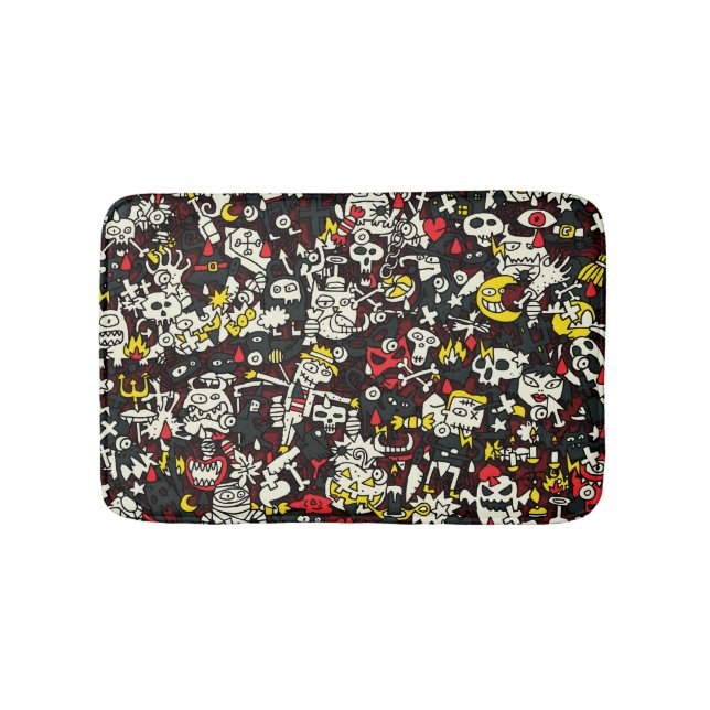 Halloween Mini Doodle Vintages Muster Badematte (Vorderseite)