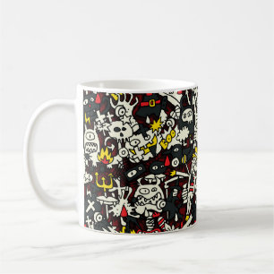 Halloween Mini Doodle Vintages Muster Kaffeetasse