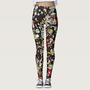Halloween Mini Doodle Vintages Muster Leggings