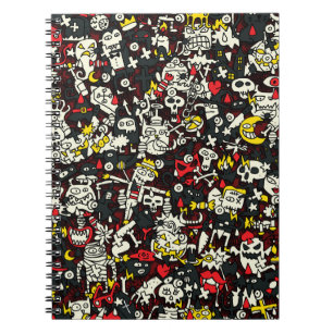 Halloween Mini Doodle Vintages Muster Notizblock