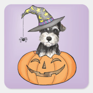Halloween Miniature Schnauzer Quadratischer Aufkleber