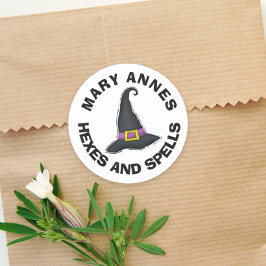 Halloween Minimalistisch Hexen Hat Whimsical Gefal Runder Aufkleber