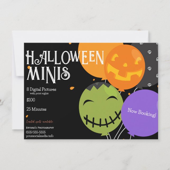 Halloween Minis Fotografie Flyer Einladung (Vorderseite)