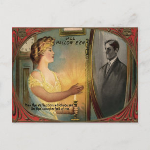 Halloween Mirror Postcard Postkarte