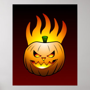 Halloween mit feurigem Jack O'lantern Poster