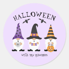 Halloween mit meinen Gnomen Lila Orange Runder Aufkleber