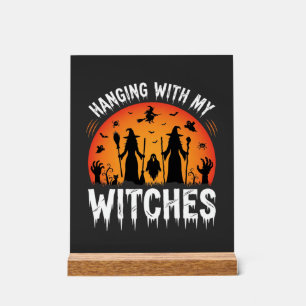 Halloween mit meinen Hexen hängend Vintage Mond Acrylschild