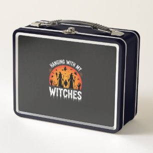 Halloween mit meinen Hexen hängend Vintage Mond Metall Brotdose