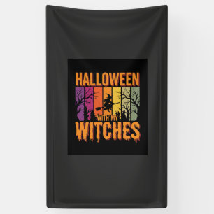 Halloween mit meinen Hexen Retro-Sonnenuntergang Banner