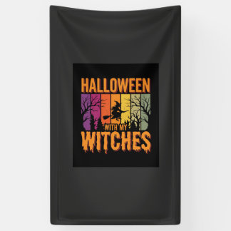 Halloween mit meinen Hexen Retro-Sonnenuntergang Banner
