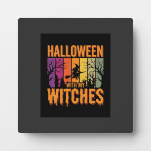 Halloween Mit Meinen Hexen Retro-Sonnenuntergang Fotoplatte
