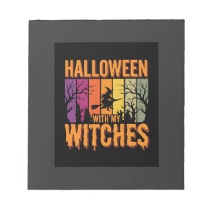Halloween Mit Meinen Hexen Retro-Sonnenuntergang Notizblock