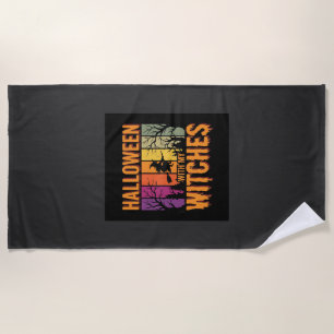 Halloween mit meinen Hexen Retro-Sonnenuntergang Strandtuch