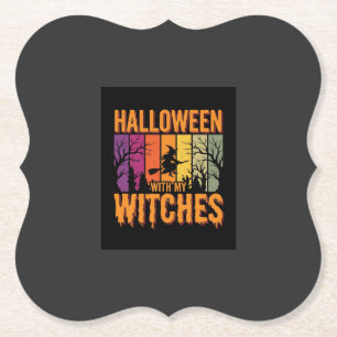 Halloween Mit Meinen Hexen Retro Sonnenuntergang Untersetzer
